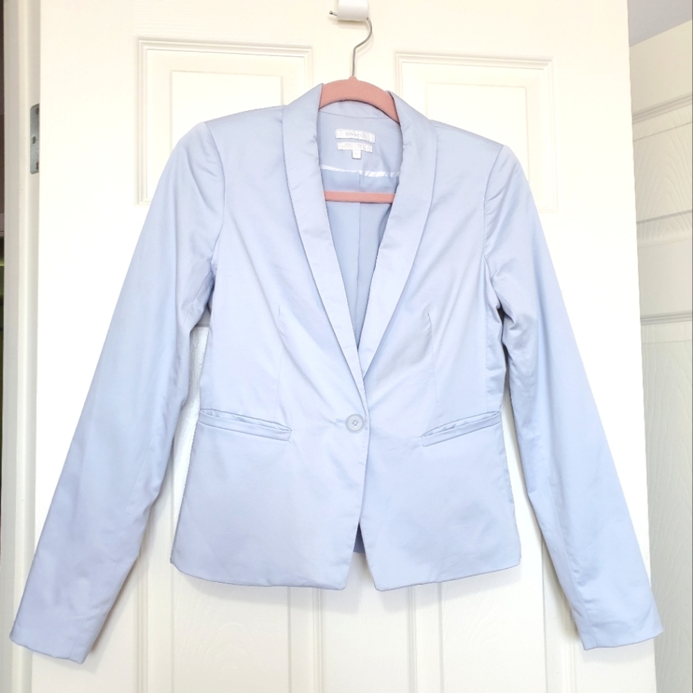 RW&CO light ice blue classic cotton blazer jacket size 2 fits XS pastel